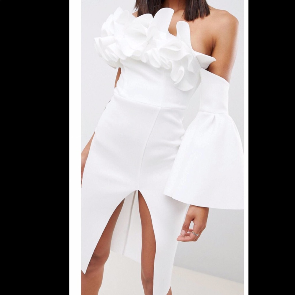ASOS Design frill-shoulder one sleeve dress